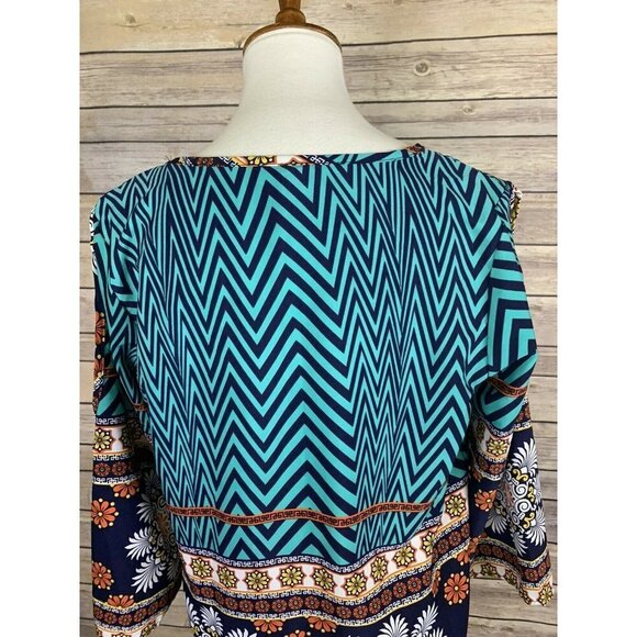 Francescas Medium Blouse Cold Shoulder Boho Floral - Picture 5 of 8